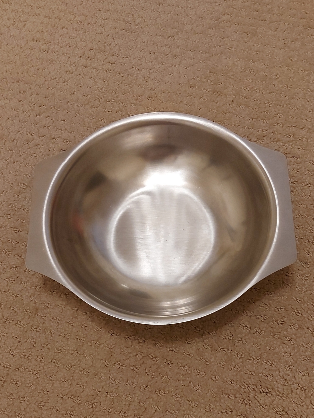 Vintage MCM Stainless Steel Serving Bowl with Side Handles